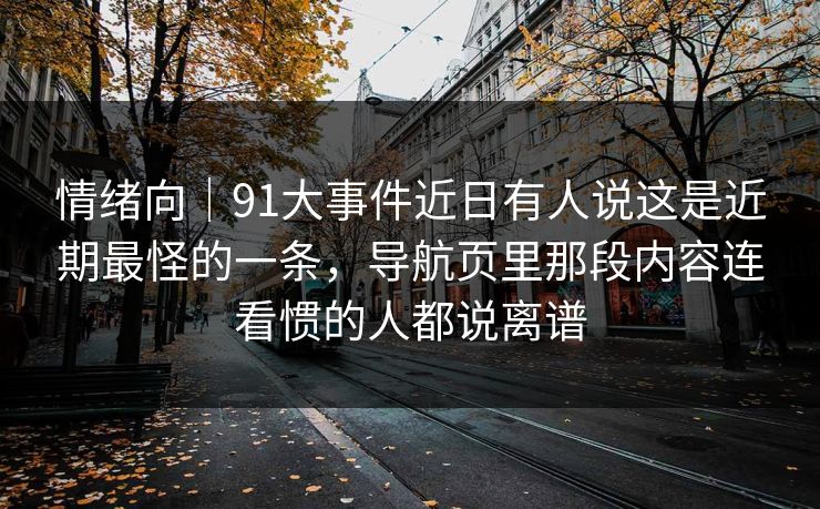 情绪向｜91大事件近日有人说这是近期最怪的一条，导航页里那段内容连看惯的人都说离谱
