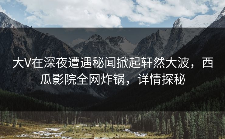 大V在深夜遭遇秘闻掀起轩然大波，西瓜影院全网炸锅，详情探秘