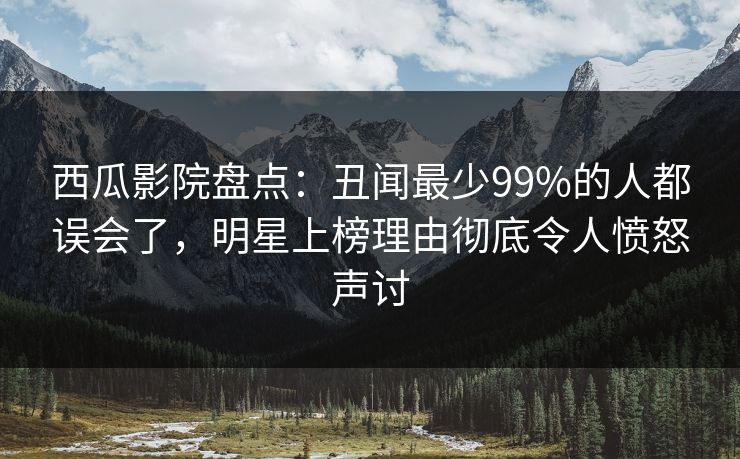 西瓜影院盘点：丑闻最少99%的人都误会了，明星上榜理由彻底令人愤怒声讨